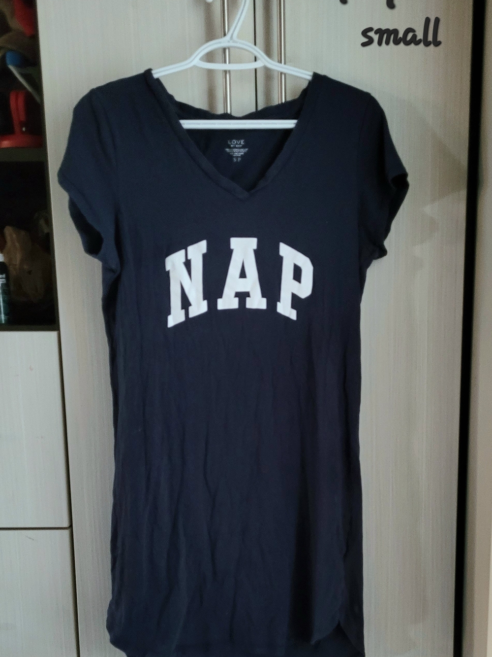 GAP Navy V-Neck Short Sleeve Nightshirt with White NAP Letters